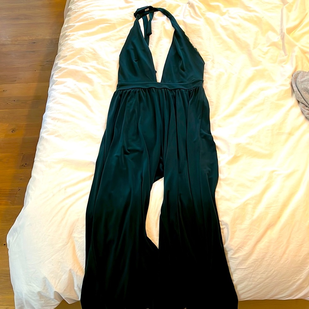 Green halter jumpsuit